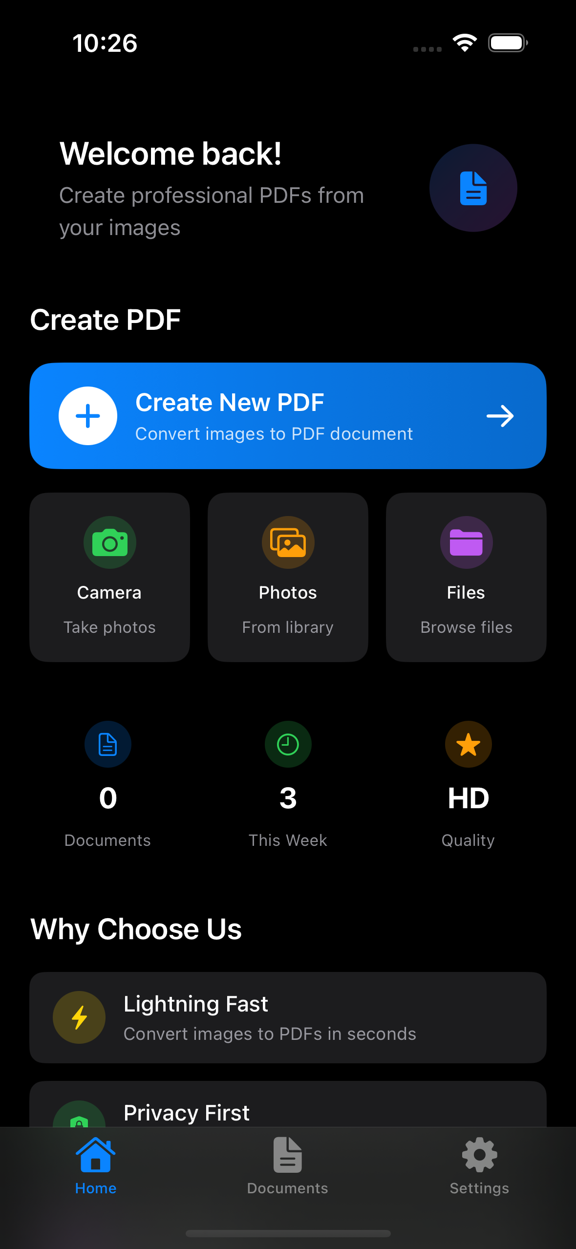 Image to PDF iOS App Screenshot